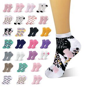 10-Pairs Women’s Breathable Comfy Fun-Funky Colorful No Show Low Cut Ankle Socks